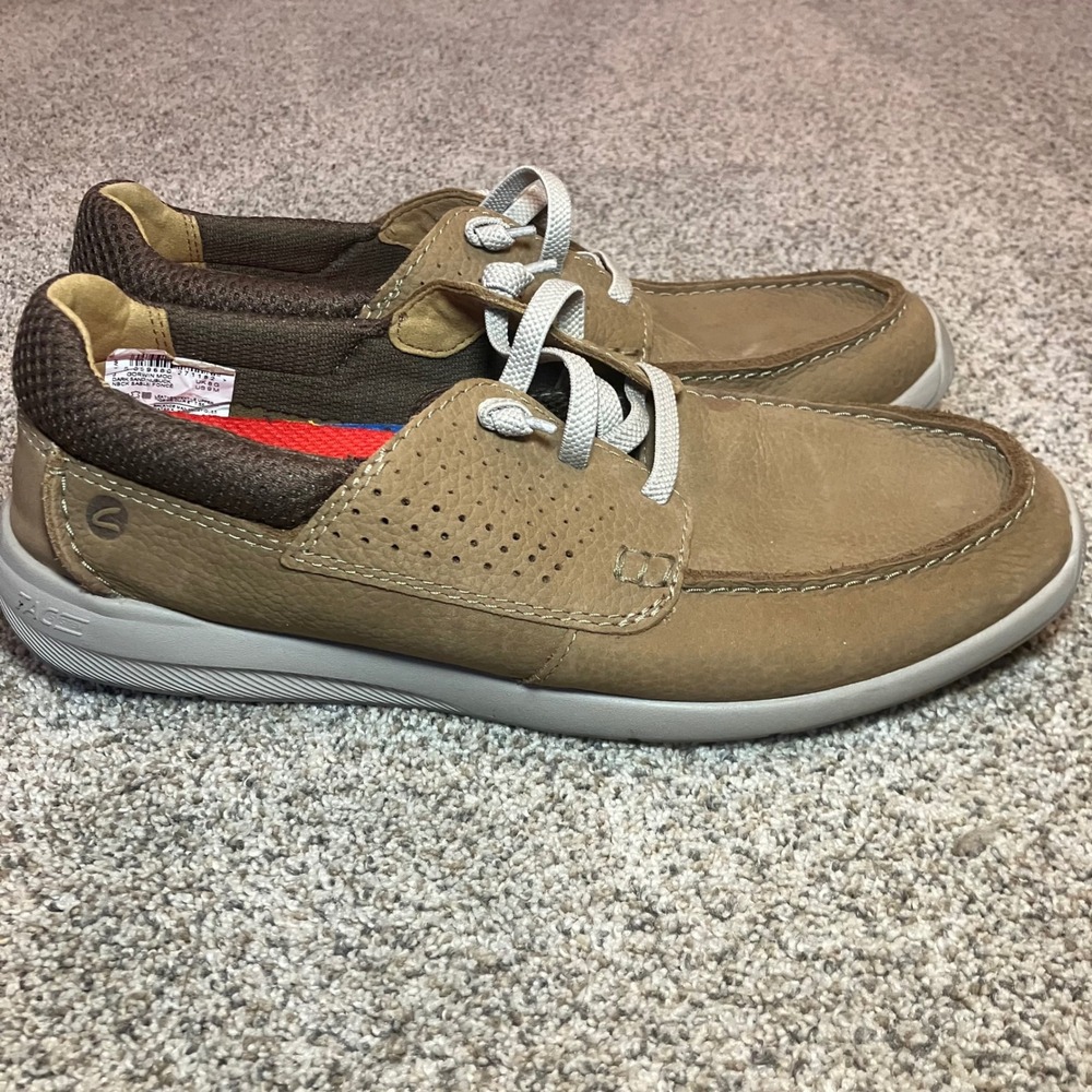 Clarks Gorwin Moc Men Dark Sand Nubuck Leather Boat Shoes Loafers Size 9 M‎